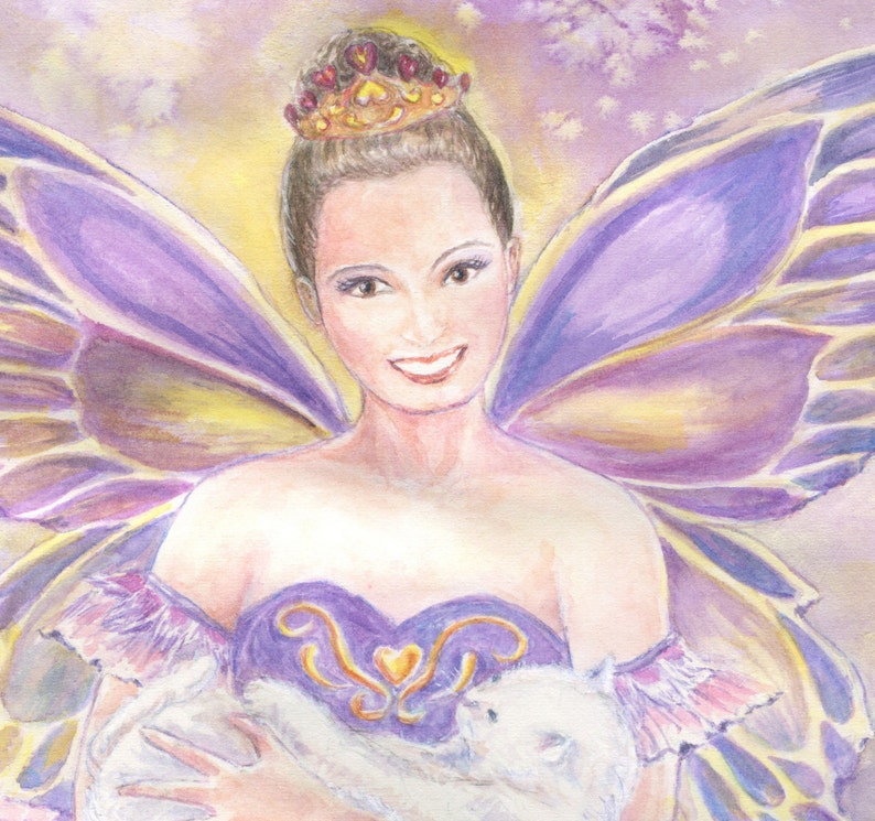 Fairy Art, Sugar Plum Fairy Ballerina With White Cat and Ballerina ...