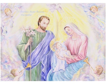 Religious Art, Holy Family ,Nativity Scene,  Christmas Religious Art, Christian Art, 8x10 art print