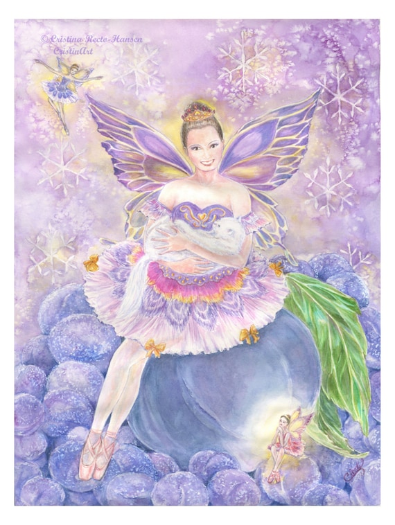 Fairy Art, Sugar Plum Fairy Ballerina With White Cat and Ballerina