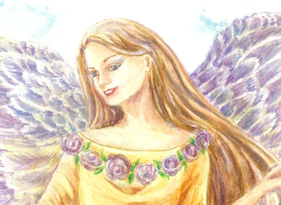 Angel Art, Angel Sitting on a Rainbow With Twisted Rainbows and
