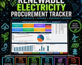 Renewable Electricity Procurement Tracker Excel Google Sheets Tariff Contract Evidence Dashboard Green Energy Template