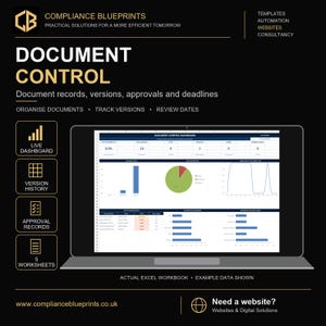 Document Control Register Version System Compliance Document Tracker Excel Template Digital Download