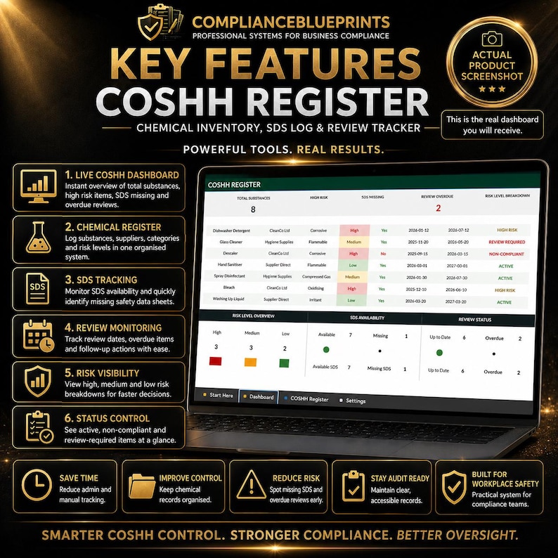 COSHH Register Template | Hazardous Substance Log Spreadsheet (excel ...