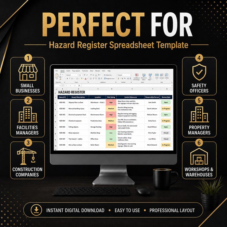 Using The Hazard Register Hazard Register Spreadsheet | Workplace Safety Risk Log (excel Template ...