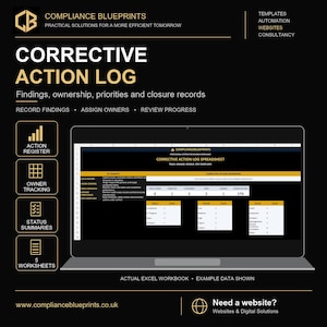 Corrective Action Log Spreadsheet | Safety Tracker, Compliance (Excel, Google Sheets)