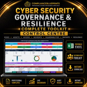 Cyber Security Governance & Resilience Complete Toolkit – Excel Control Centre + 40 Editable Word Documents