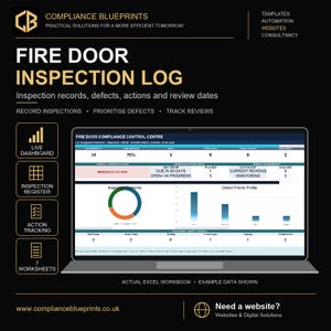 Fire Door Inspection Log Template | Fire Safety Checklist (Excel Spreadsheet)