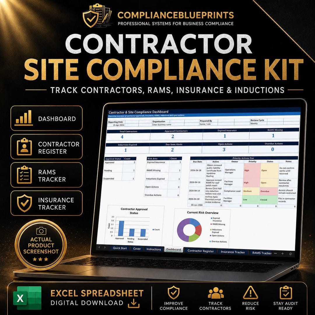 Contractor Rgister Contractor & Site Compliance Kit, Contractor Register, RAMS, Insurance ...