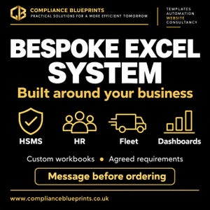 Bespoke Excel Spreadsheet System - Automated - Custom Order