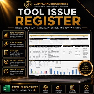 Tool Issue Register Spreadsheet | Equipment Tracking Log (Excel, Google Sheets, Numbers)