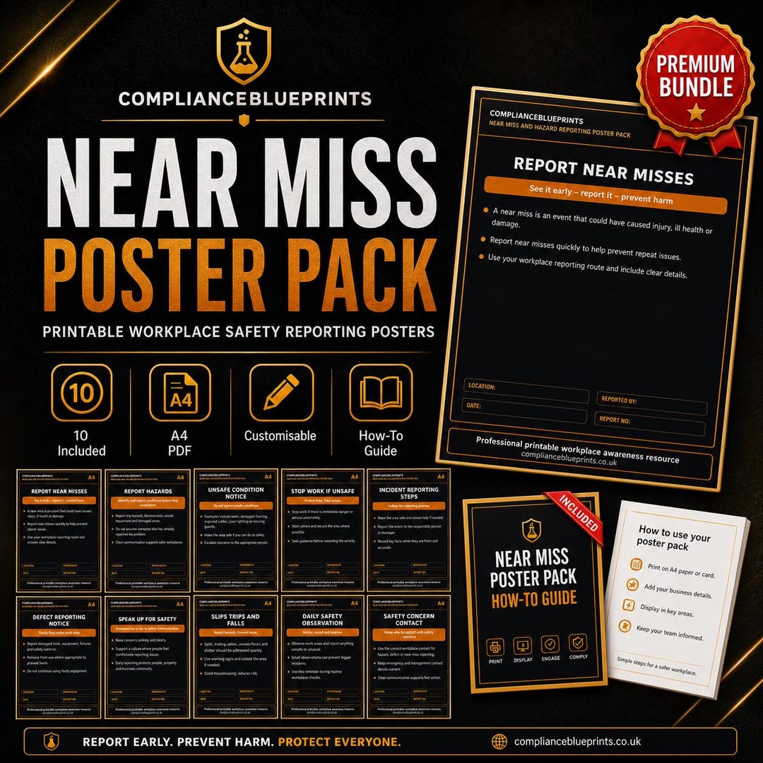 Near Miss and Hazard Reporting Poster Pack Workplace Safety Notices ...