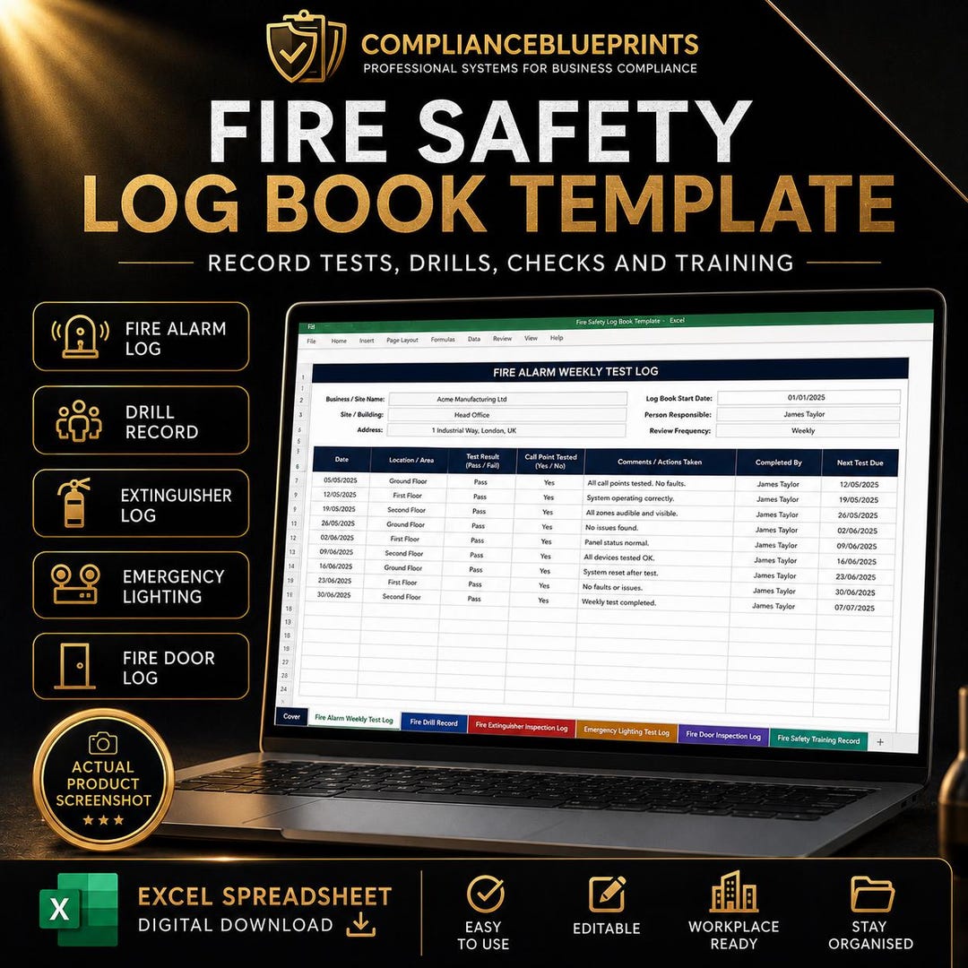 Fire Safety Log Book Template | Workplace Fire Alarm, Drill ...