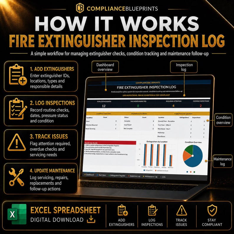 Fire Extinguisher Inspection Log Template | Fire Safety Compliance ...