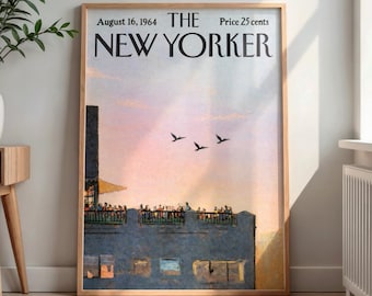 Vintage New Yorker Poster | 1960s New York Magazine Cover | Retro NYC Wall Art | Classic City Illustration | Mid-Century Modern Home Decor