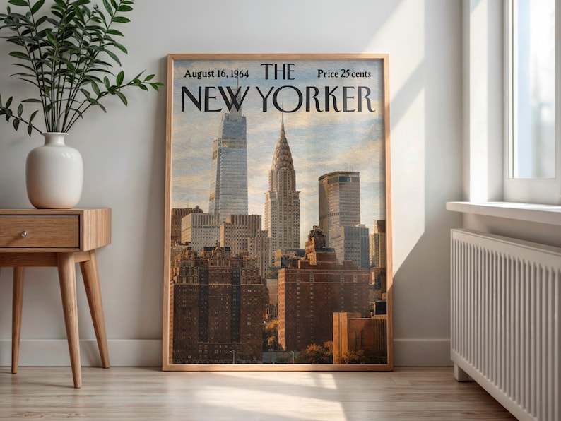 New Yorker 1964 Chrysler Building Manhattan Skyline Print, Vintage Magazine Cover NYC Architecture Wall Art, New York City Poster Home Decor bild 5