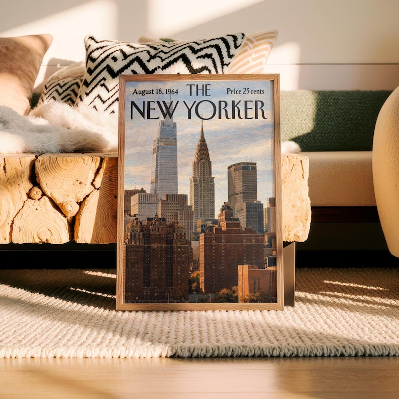 New Yorker 1964 Chrysler Building Manhattan Skyline Print, Vintage Magazine Cover NYC Architecture Wall Art, New York City Poster Home Decor bild 2