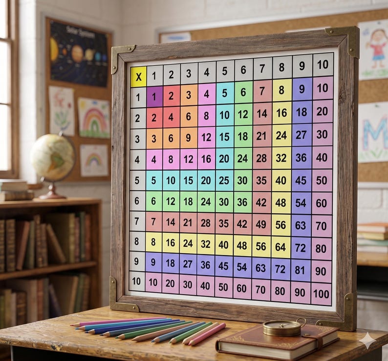 Multiplication Chart 1-10 Printable A4, Times Table Poster for Kids ...