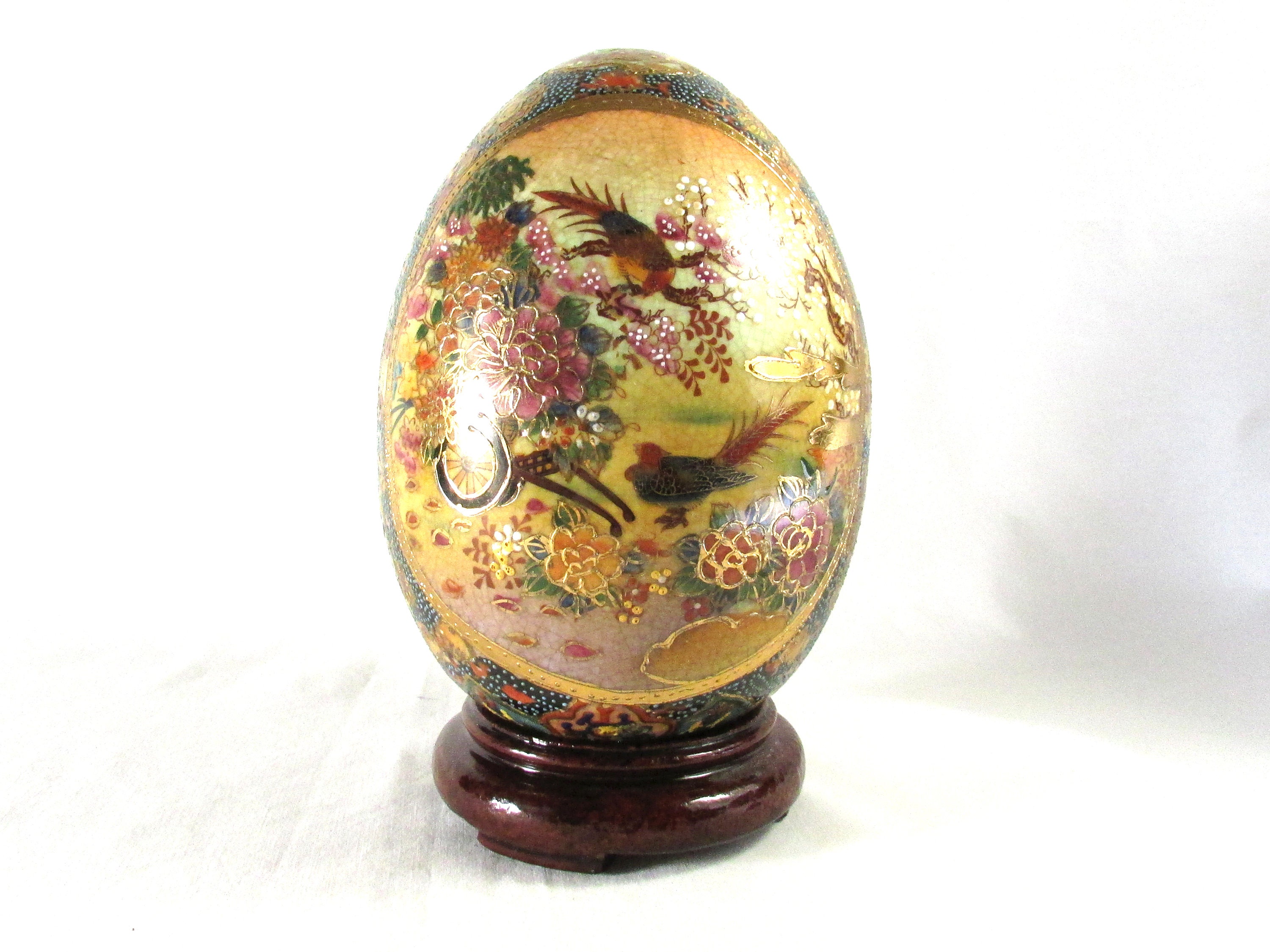 Satsuma Egg on Base 7 Inches Hand Painted Gold Geisha Etsy