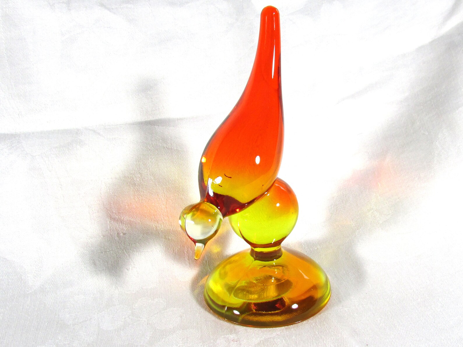 Vintage Viking Glass Bird Figurine Orange Glass Etsy