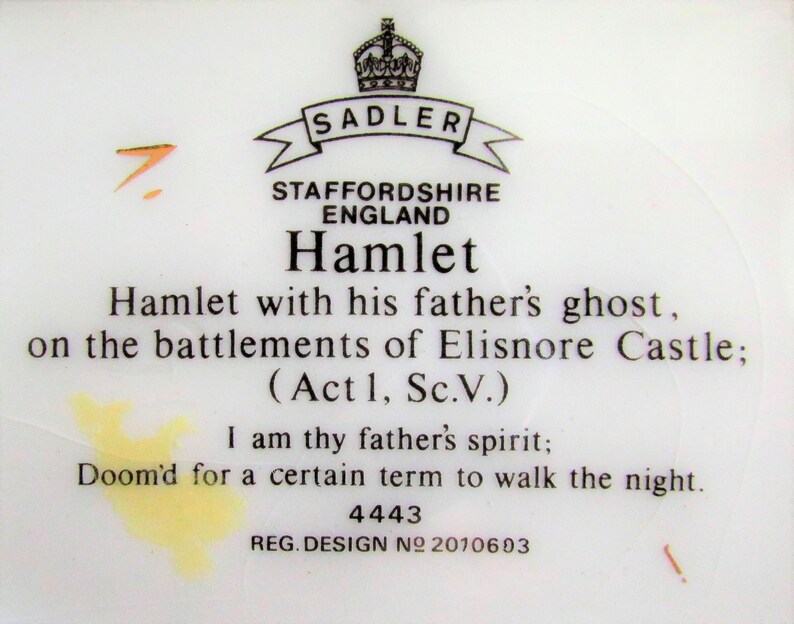 Hamlet Shakespearean Teapot Vintage Sadler