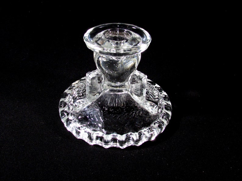 Pressed Glass Candle Holder Clear Glass Vintage Etsy