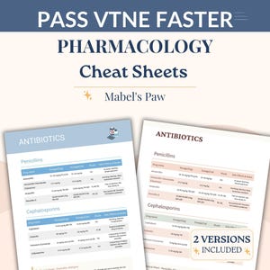 Cheatsheets Vet Tech-farmacologie — VTNE-examenvoorbereiding, medicijndoseringen en berekeningen pdf