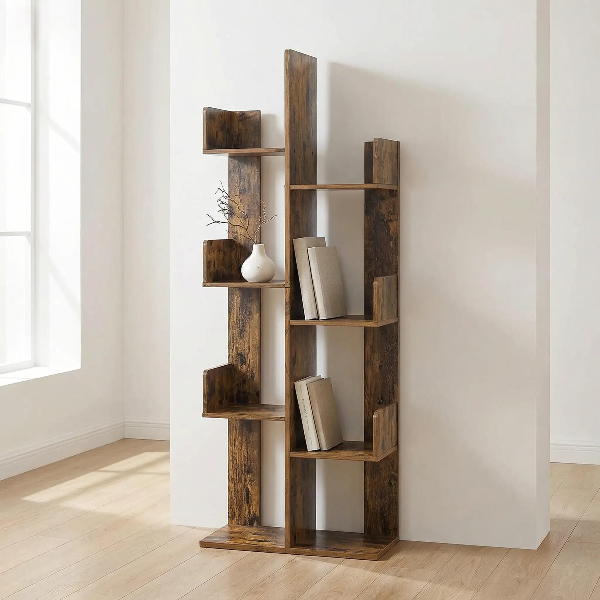 Bookcase Round Tree Tree Shaped Bookshelf, Shelf Bookcase, Modern Wooden Book Rack, Space ...