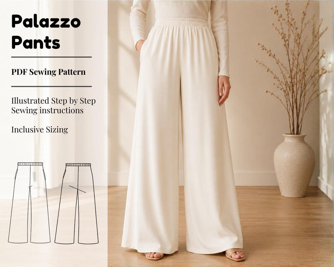 Palazzo Pants Sewing Pattern - Palazzo Pants, Palazzo Pants Pattern ...