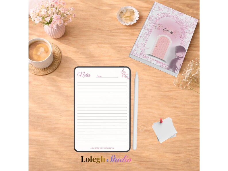 Personalized Pink Notebook Template | Custom Name Digital Planner ...