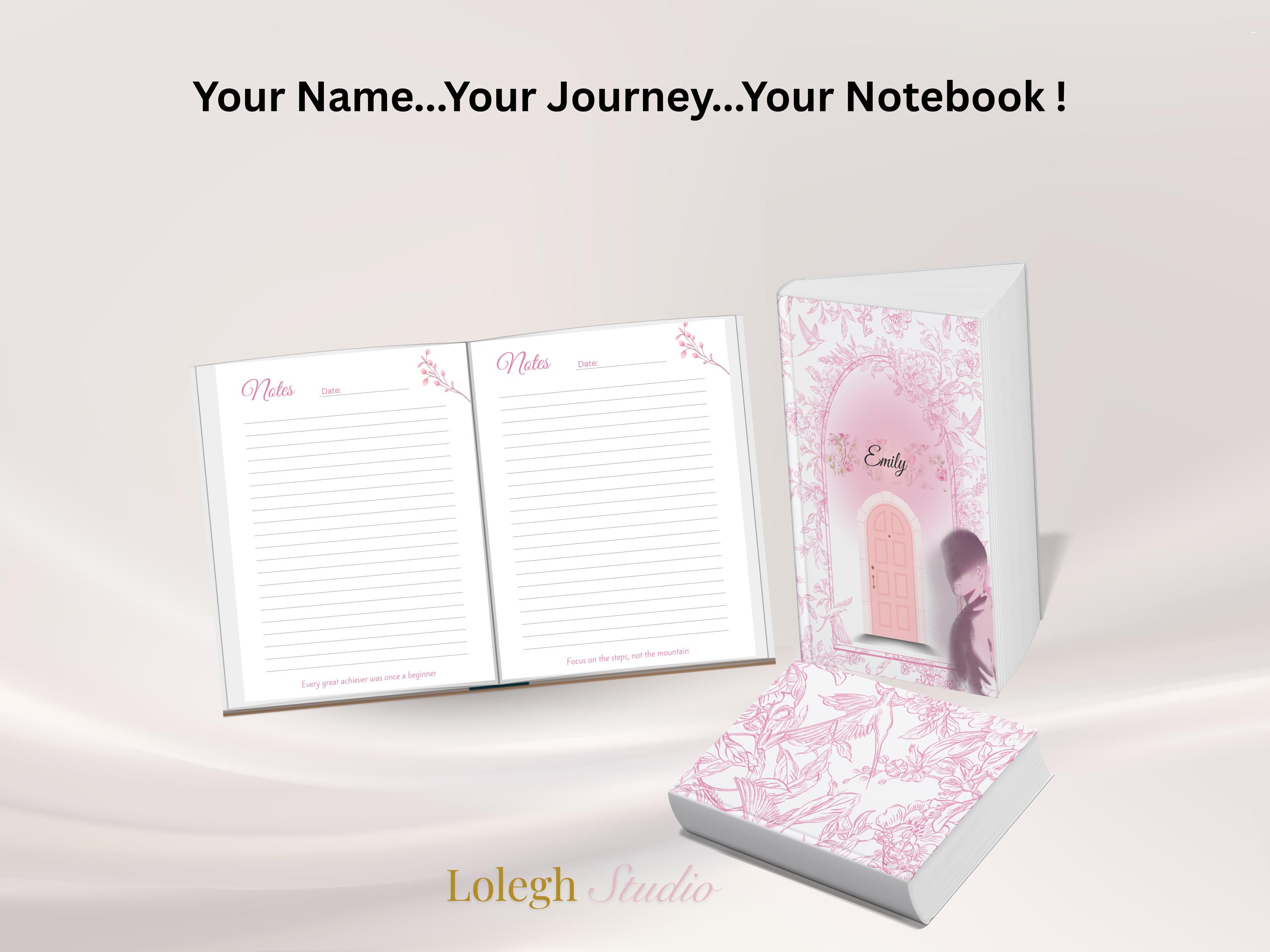 Personalized Pink Notebook Template | Custom Name Digital Planner ...
