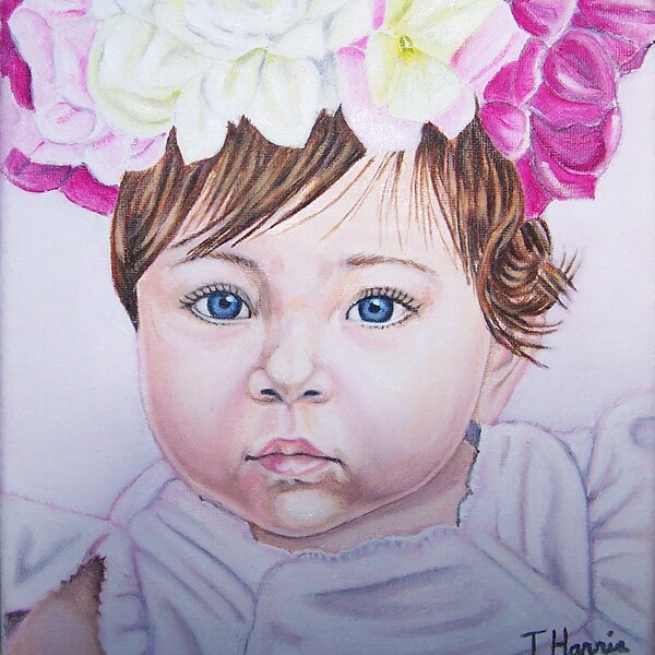 Custom Order, Aria, baby portrait, 8x10 original oil painting earthspalette