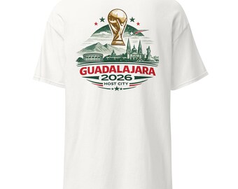 グアダラハラ2026開催都市サッカーTシャツ、スカイラインフットボールファンTシャツ