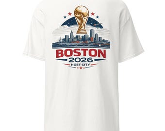 Boston 2026 Host City Soccer T-Shirt, Minimalist Skyline Football Fan Tee