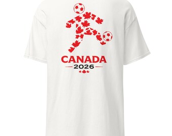 カナダ 2026 サッカー選手 Tシャツ、メープルリーフ グラフィック T シャツ