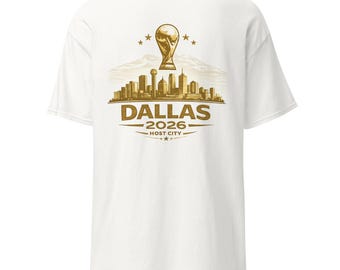 ダラス2026開催都市スカイラインサッカーTシャツ、テキサスフットボールファンアパレル