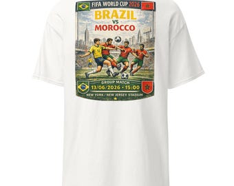 ブラジル対モロッコ ワールドカップ 2026 レトロサッカーポスターシャツ