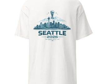 シアトル2026サッカースカイラインTシャツ、開催都市フットボールファンアパレル