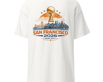サンフランシスコ 2026 サッカー スカイライン Tシャツ、開催都市フットボールファン Tシャツ