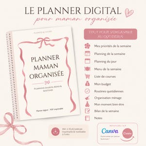 Agenda per mamme organizzate in PDF | Agenda digitale GoodNotes | Agenda familiare stampabile | Organizzazione di casa, pasti e budget