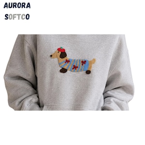 Besticktes Hunde Komfort Hoodie Set, Übergroßer Pullover Sweatshirt, Baggy Jogginghose, Unisex Streetwear Bild 4