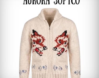 Cárdigan de punto Nordic Wolf: Suéter con cremallera de mezcla de lana – Prendas de punto de estilo canadiense