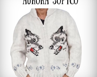 Wolf Strickjacke Hail Mary inspiriert Nordische Zip-Up Wolle Pullover im kanadischen Stil Strickwaren Unisex