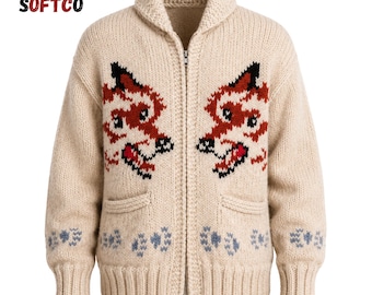 Wolf Strickjacke Hail Mary inspiriert Nordische Zip Up Pullover im kanadischen Stil Strickwaren