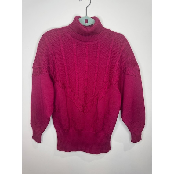 Bogner, Vintage Bogner Magenta Turtleneck Sweater Wool Blend No Sz Tag