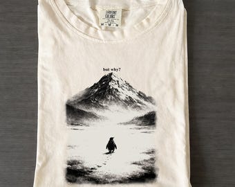 Lone Penguin Mountain Graphic Tee, Vintage 90s Meme Shirt, Antarctica Nature Apparel