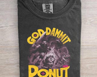 Vintage God Damn It Donut Graphic Tee, Dungeon Crawler Carl Tee, Gift for LitRPG