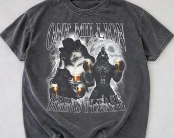 One Million Beers Wolf Meme T-Shirt, Funny Beer Shirt, Alpha Werewolf Shirt, GenZ Gift