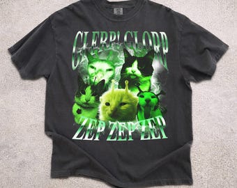 Glerp Glorp Funny Alien Cat Meme Tee, Silly T-Shirt, Unhinged Stupid Cat Gift Shirt