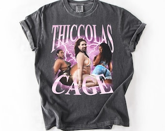 Vintage Thiccolas Cage Meme Shirt, Funny Unhinged Absurd Cringe T-Shirt