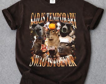 Capybara Meme Vintage 90s T-Shirt, Retro Capybara Graphic Tee, Funny Silly Party Tees